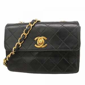 Chanel Mini Matelasse Shoulder Bag with Chain Bag, Lambskin, Black, Women's
